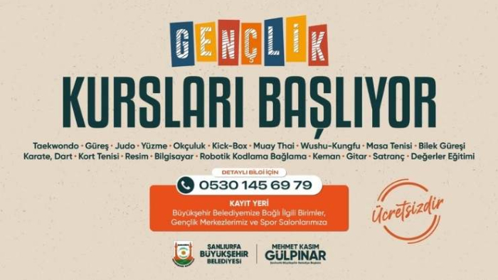 Şanlıurfa Büyükşehir Belediyesi'nin Gençlik Kursları Başlıyor