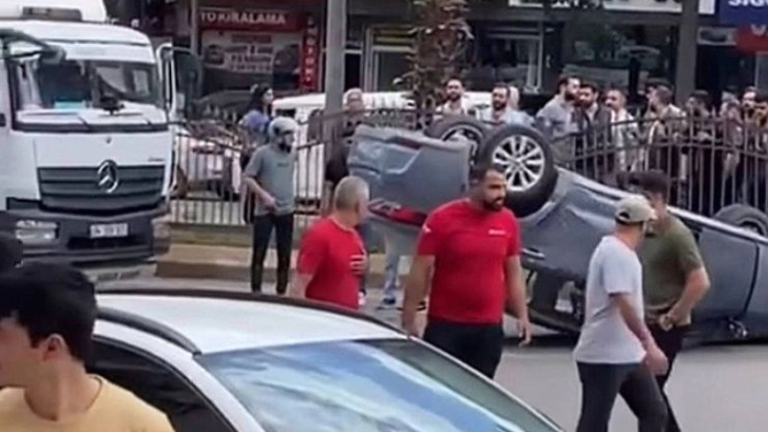Haliliye’de Kontrolden Çıkan Araç Takla Attı